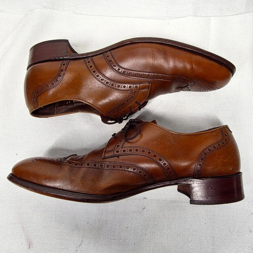 Bostonian Wingtip Oxford Mens 12 Brown‎ Leather Brogue Dress Shoes Lace Classic